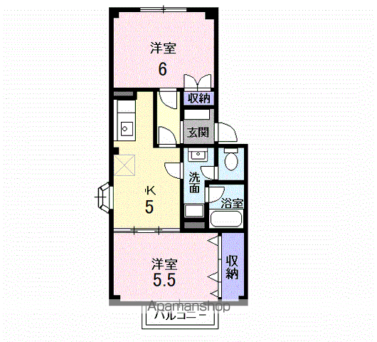 ビィー・ウィステリア(2K/2階)の間取り写真