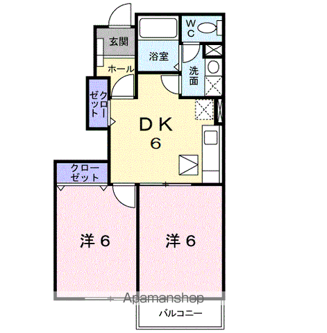 アバンツァート(2DK/1階)の間取り写真