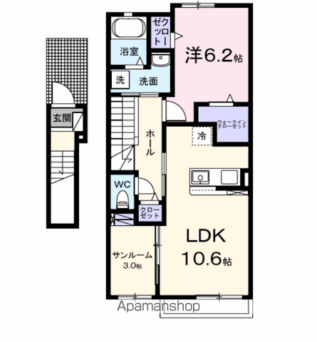 アイランドヒルズ右籾 Ⅱ(1LDK/2階)の間取り写真