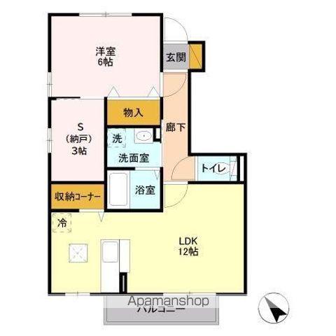 サントビーサウスヒルA(1LDK/1階)の間取り写真