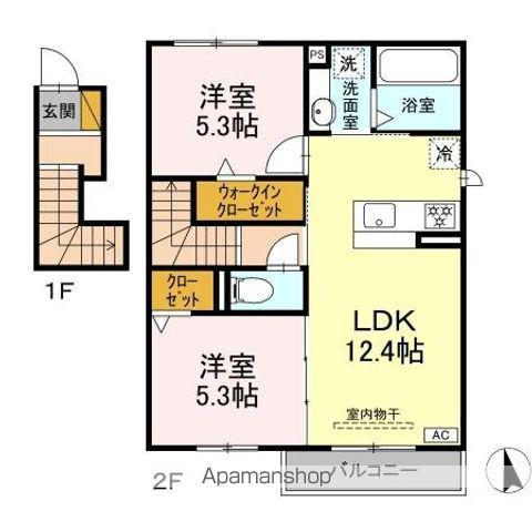 LE LIEN AKANE ノース(2LDK/2階)の間取り写真