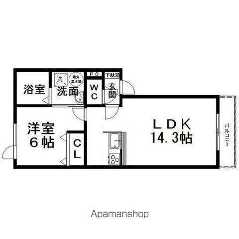 マグノリア(1LDK/2階)の間取り写真