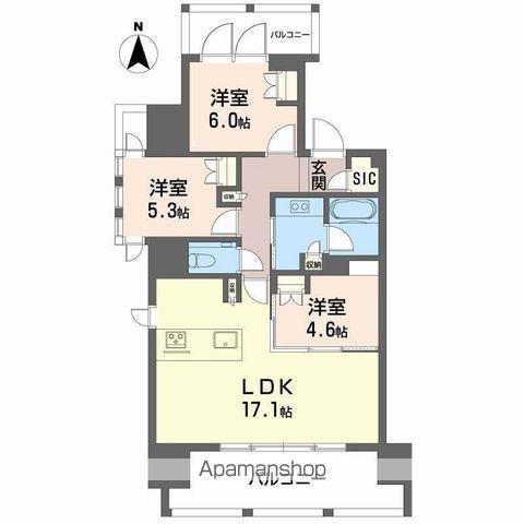 グランドメゾン清水谷ゲーテッドハウス(3LDK/5階)の間取り写真