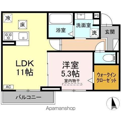 トラスト21 A(1LDK/1階)の間取り写真
