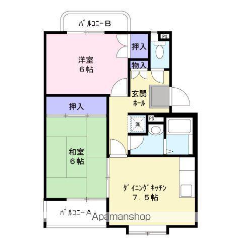 ミチルーム可部南(2DK/3階)の間取り写真
