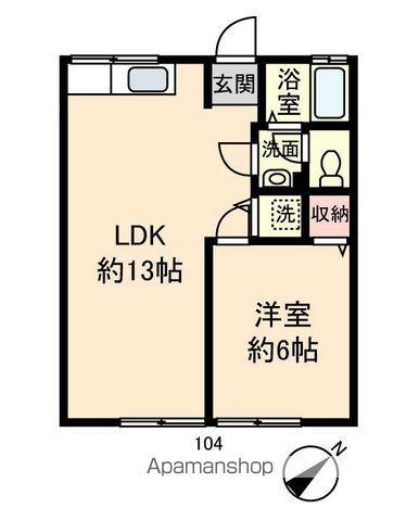 ハイツカアムAB(1LDK/1階)の間取り写真