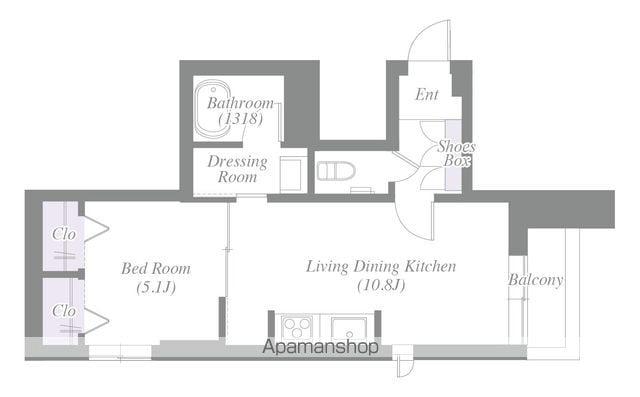 ベレオ仙台駅東(1LDK/2階)の間取り写真