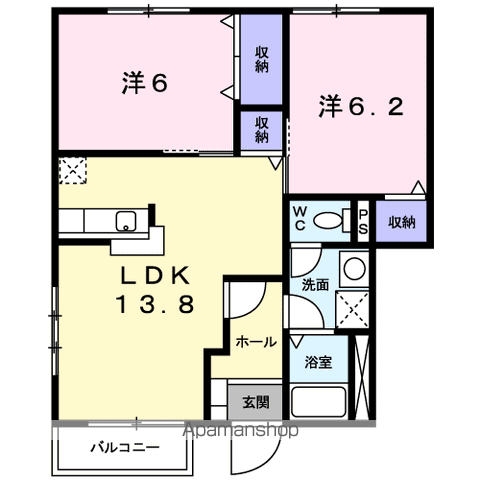 ボスケット(2LDK/1階)の間取り写真