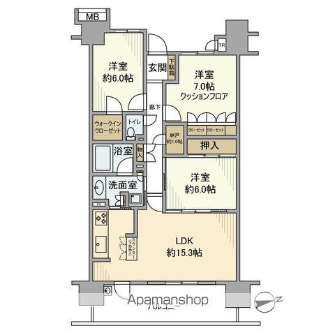 ワンダーベイシティSAZANガーデンイースト(3LDK/20階)の間取り写真