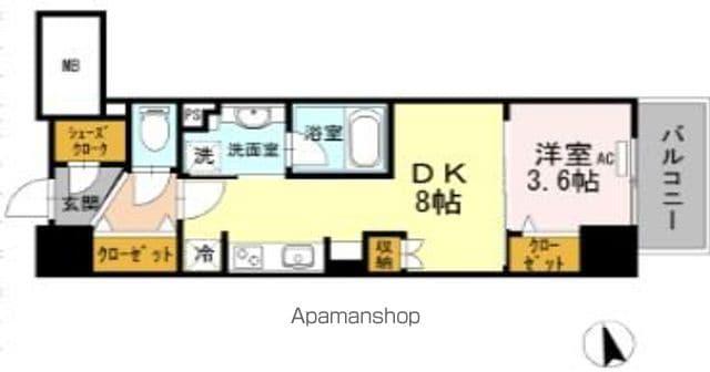 ウェルブライト博多ステーション(1LDK/2階)の間取り写真