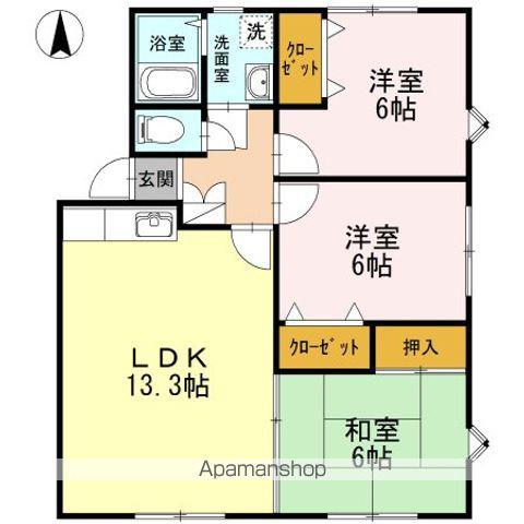 ラ・マンダリーヌA棟(3LDK/1階)の間取り写真
