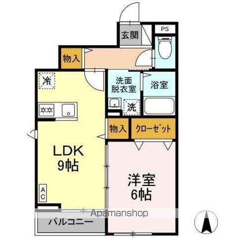 グランドヒル東仙台(1LDK/1階)の間取り写真