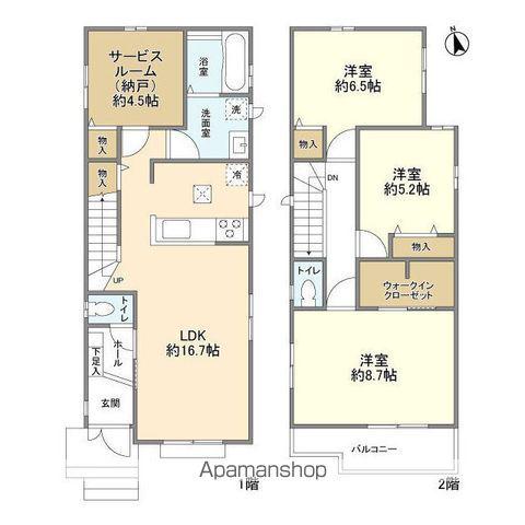 東武伊勢崎・大師線 武里駅 徒歩8分 2階建 築1年(3SLDK)の間取り写真