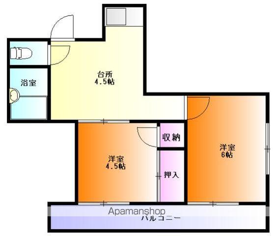 コーポ富士(2K/2階)の間取り写真