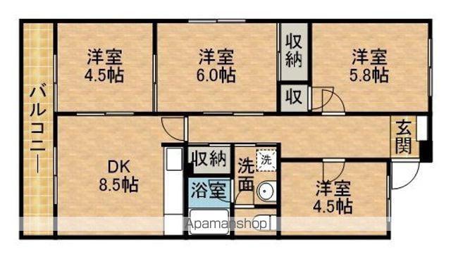 小名川ハイツ谷上Ⅱ(4DK/1階)の間取り写真