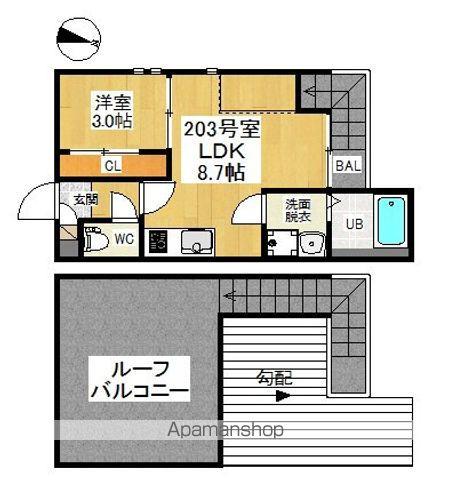 GRANDTIC ETINCELLE(1LDK/2階)の間取り写真