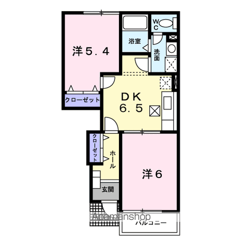 リーブルⅡ(2DK/1階)の間取り写真