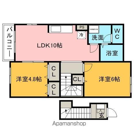 メゾン・ド・ボヌール(2LDK/2階)の間取り写真