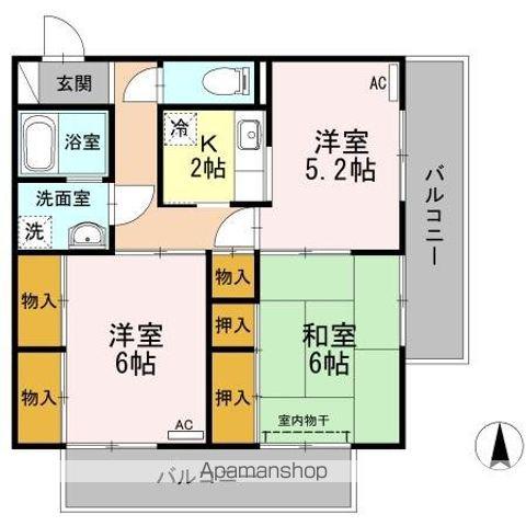 リバーサイド幸泉 2棟(3K/2階)の間取り写真