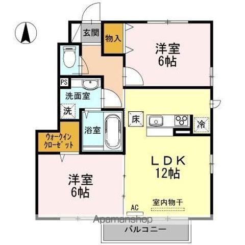 フロンティアB棟(2LDK/1階)の間取り写真