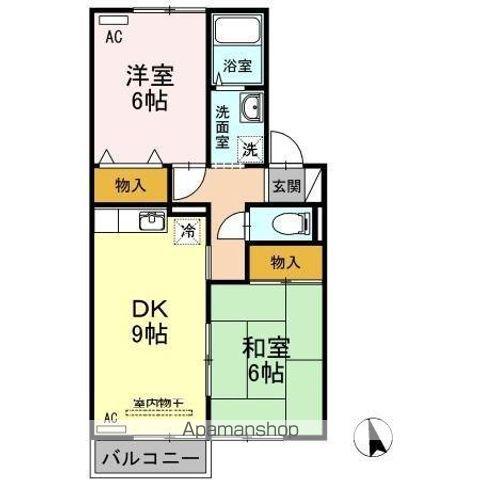 グリーンガーデンFF棟(2DK/2階)の間取り写真