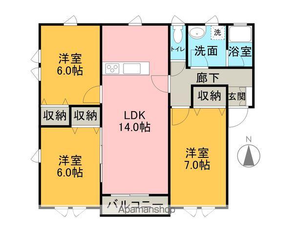 石田パレス(3LDK/1階)の間取り写真