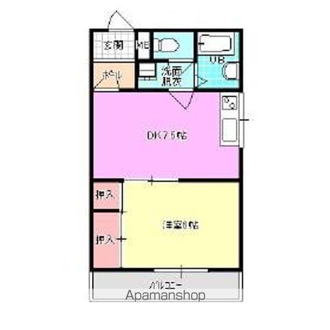 ツースリーワン(1DK/4階)の間取り写真