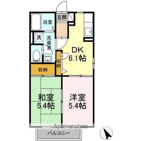 ガーデンコートA(2DK/1階)の間取り写真