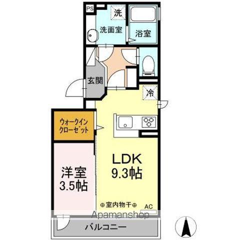 ヴェルミリオン鶴賀(1LDK/3階)の間取り写真