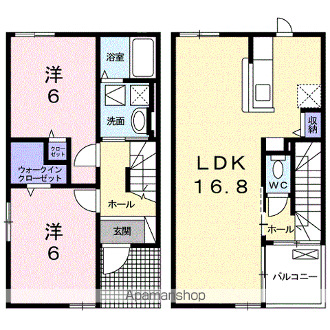 エレガント(2LDK/1階)の間取り写真