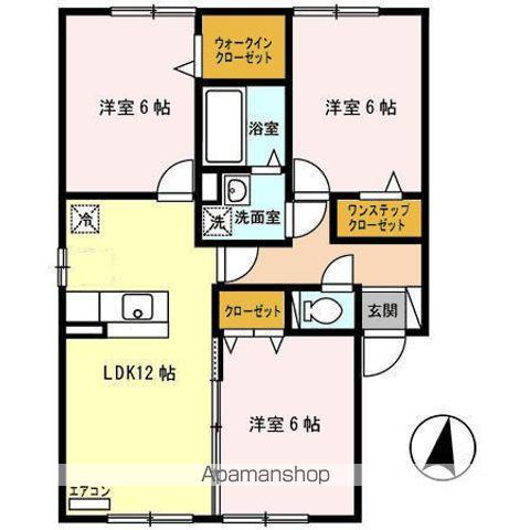フラワータウン栄町B(3LDK/2階)の間取り写真