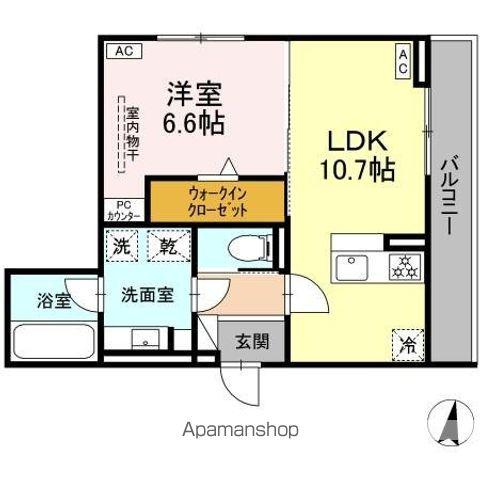 セレスティア苗代(1LDK/3階)の間取り写真