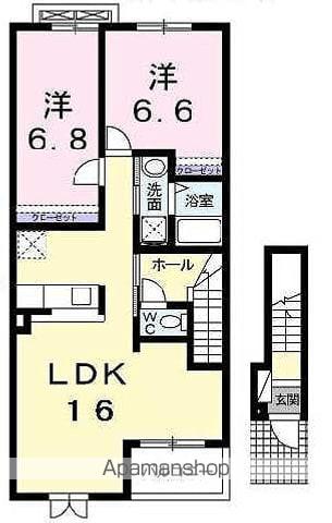 イーストガーデン(2LDK/2階)の間取り写真