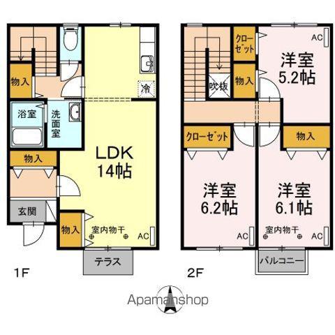 リースランド日和田　Ｃ(3LDK)の間取り写真