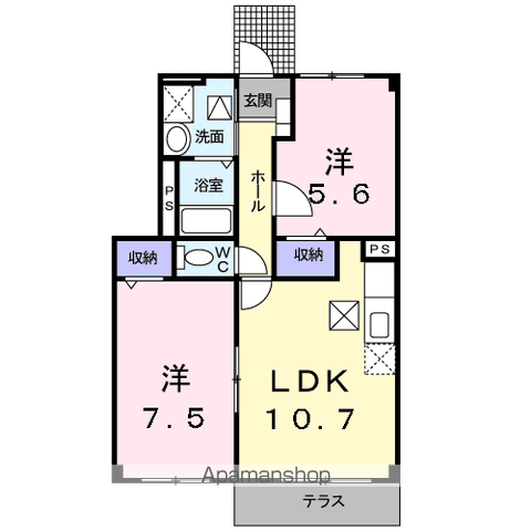 ベル・ソレイユ(2LDK/1階)の間取り写真
