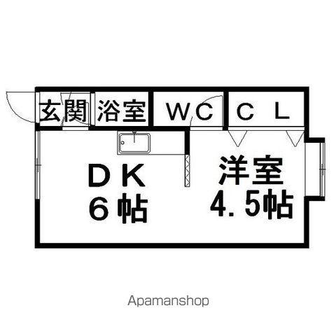 ノースウエスト(1DK/2階)の間取り写真