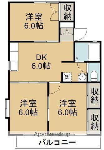 ブーケ・ド・ツルマキA棟(3DK/2階)の間取り写真