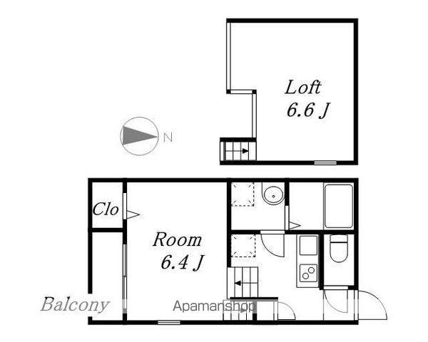 ソレイユ中村日赤(1K/2階)の間取り写真