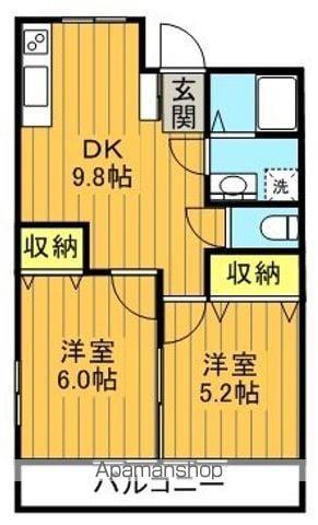コーポクリスタルV(2DK/2階)の間取り写真