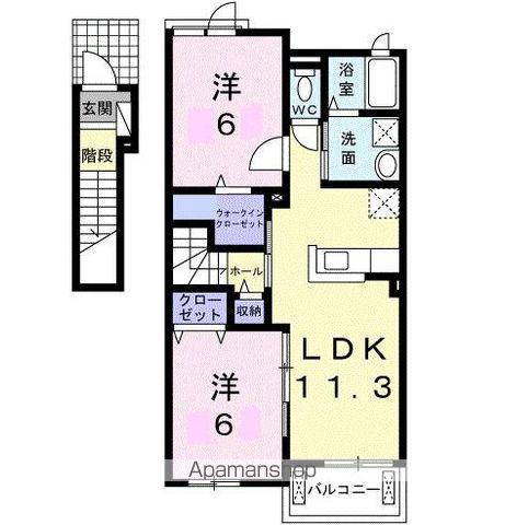 レイノ エリーサB(2LDK/2階)の間取り写真