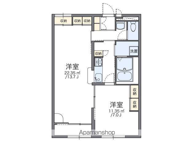 レオパレスマロンハイツⅢ(1LDK/2階)の間取り写真