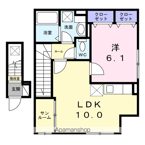 ヴィラ・アルモニア(1LDK/2階)の間取り写真