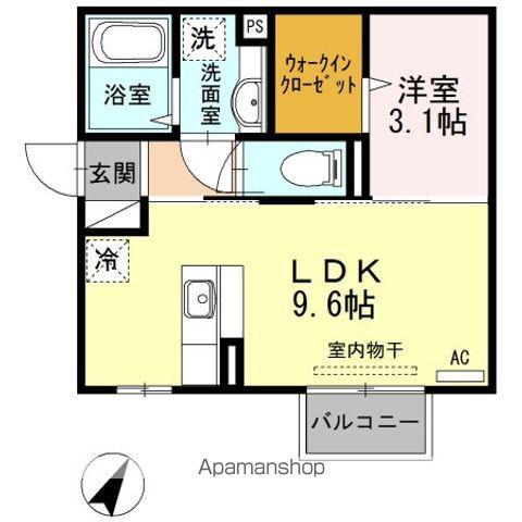 マリオンⅢ(1LDK/2階)の間取り写真