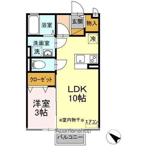 ヴァン・ボナールA(1LDK/2階)の間取り写真