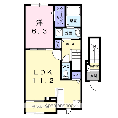 グレイス 八万(1LDK/2階)の間取り写真