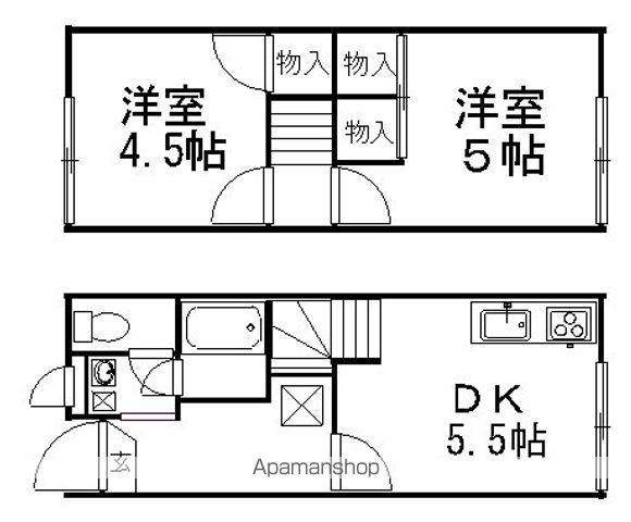 レオパレス庄五郎 壱番館(2DK/1階)の間取り写真