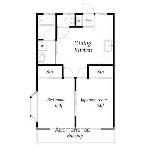アメニティワン(2DK/1階)の間取り写真