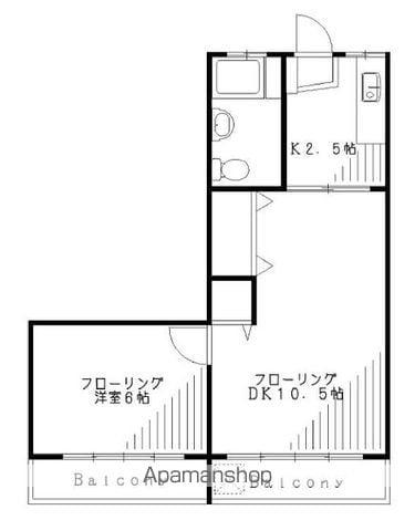 第1都マンション(1LDK/3階)の間取り写真