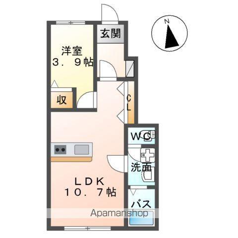 白河中山下アパートB(1LDK/1階)の間取り写真