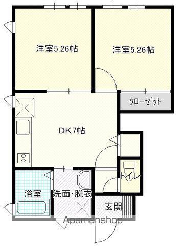 エミュートB棟(2DK/1階)の間取り写真